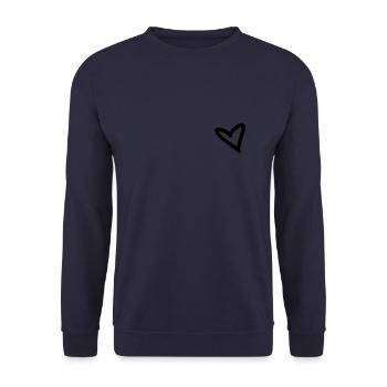 Herzchen Design - Unisex Pullover - Navy - Vorne - Alina (178cm) & Michal (187cm)