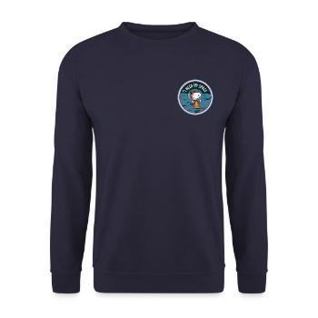 Peanuts Snoopy I Need My Space Spruch - Unisex Pullover - Navy - Vorne - Alina (178cm) & Michal (187cm)