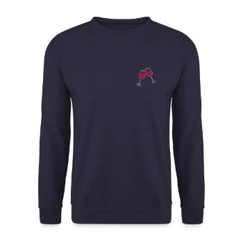 Wein lineart weiß - Unisex Pullover - Navy - Vorne - Alina (178cm) & Michal (187cm)