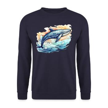 Whale - Unisex Sweatshirt - navy - Front - Alina (178cm) & Michal (187cm)