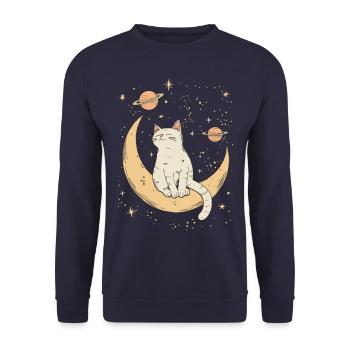 Chat de la lune - Sweat-shirt Unisexe - marine - Devant - Alina (178cm) & Michal (187cm)