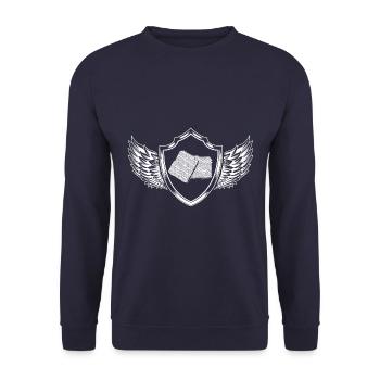 Imker Wappen Honig - Unisex Pullover - Navy - Vorne - Alina (178cm) & Michal (187cm)