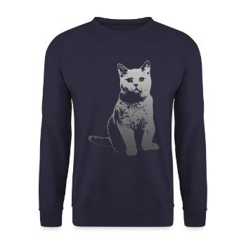 cute cat British Shorthair BKH cats gift - Unisex Sweatshirt - navy - Front - Alina (178cm) & Michal (187cm)
