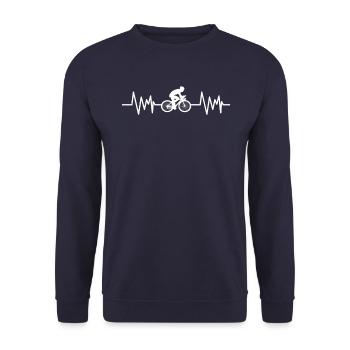Bike biking heartbeat biker fan gift idea - Unisex Sweatshirt - navy - Front - Alina (178cm) & Michal (187cm)