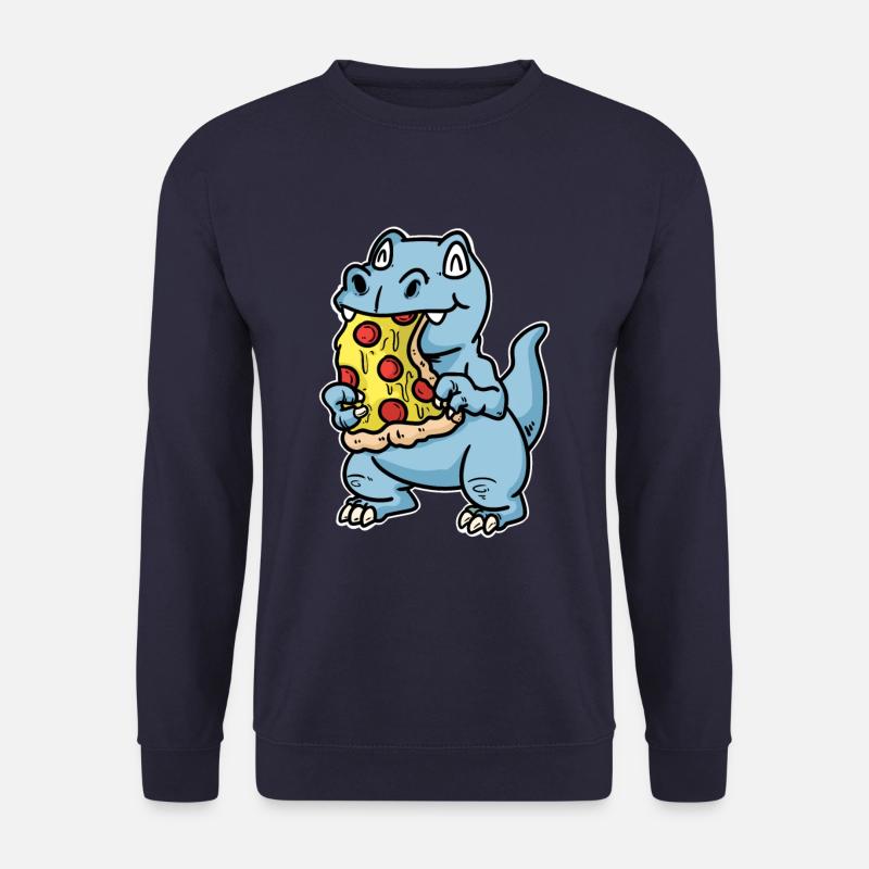 Dino mit Pizza - Unisex Pullover - Navy