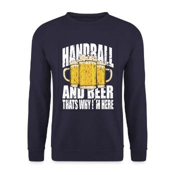 Handball und Bier Spruch lustig - Unisex Pullover - Navy - Vorne - Alina (178cm) & Michal (187cm)