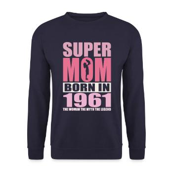Mom's birthday 1961 | Super Mom - Unisex Sweatshirt - navy - Front - Alina (178cm) & Michal (187cm)