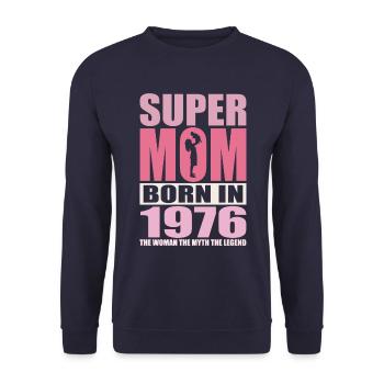 Mom's birthday 1976 | Super Mom - Unisex Sweatshirt - navy - Front - Alina (178cm) & Michal (187cm)