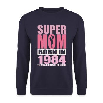 Mom's birthday 1984 | Super Mom - Unisex Sweatshirt - navy - Front - Alina (178cm) & Michal (187cm)