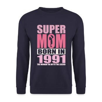 Mom's birthday 1991 | Super Mom - Unisex Sweatshirt - navy - Front - Alina (178cm) & Michal (187cm)
