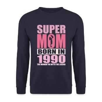 Mom's birthday 1990 | Super Mom - Unisex Sweatshirt - navy - Front - Alina (178cm) & Michal (187cm)
