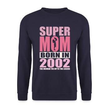 Mama Geburtstag 2002 | Super Mom - Unisex Pullover - Navy - Vorne - Alina (178cm) & Michal (187cm)