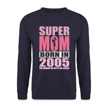 Anniversaire de maman 2005 | Super Maman - Sweat-shirt Unisexe - marine - Devant - Alina (178cm) & Michal (187cm)