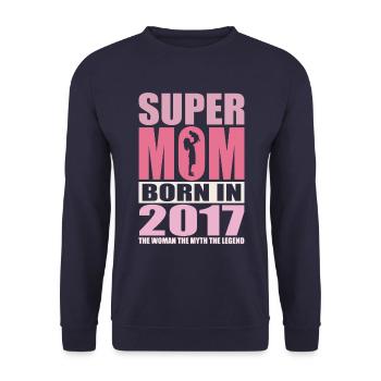 Anniversaire de maman 2017 | Super Maman - Sweat-shirt Unisexe - marine - Devant - Alina (178cm) & Michal (187cm)