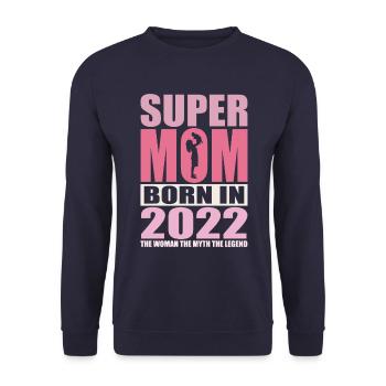 Mom Birthday 2022 | Super Mom - Unisex Sweatshirt - navy - Front - Alina (178cm) & Michal (187cm)
