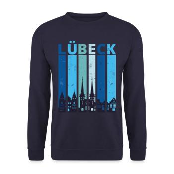 Lübeck Lübecker Stadtsilhouette - Unisex Pullover - Navy - Vorne - Alina (178cm) & Michal (187cm)
