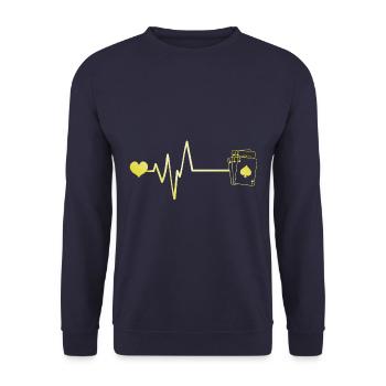 Card Poker Pulse Heart Love - Unisex Sweatshirt - navy - Front - Alina (178cm) & Michal (187cm)