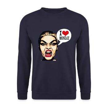 I love monday sarcastic t shirt - Unisex Sweatshirt - navy - Front - Alina (178cm) & Michal (187cm)