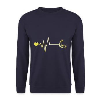 Muscle dumbbell heartbeat - Unisex Sweatshirt - navy - Front - Alina (178cm) & Michal (187cm)
