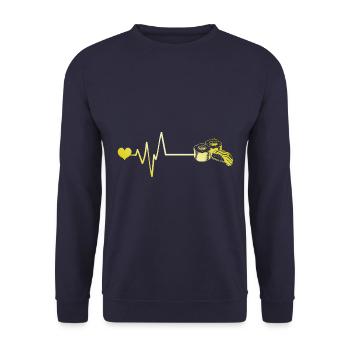 Sushi Herzschlag Puls - Unisex Pullover - Navy - Vorne - Alina (178cm) & Michal (187cm)