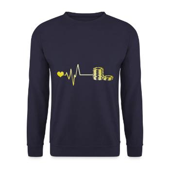 Poker jeton pouls coeur amour - Sweat-shirt Unisexe - marine - Devant - Alina (178cm) & Michal (187cm)