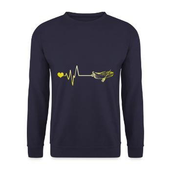 Herzschlag Boot - Unisex Pullover - Navy - Vorne - Alina (178cm) & Michal (187cm)