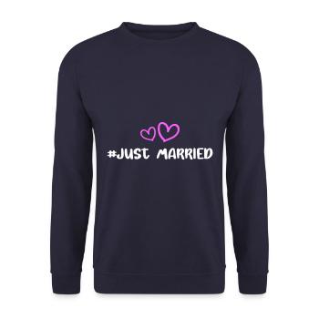 Coeur de mariage juste marié - Sweat-shirt Unisexe - marine - Devant - Alina (178cm) & Michal (187cm)