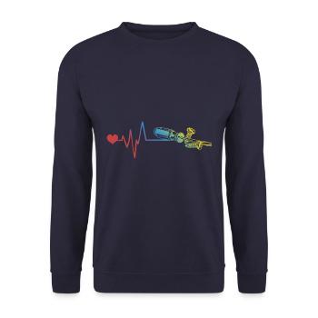 Schraubenzieher Puls Herzschlag - Unisex Pullover - Navy - Vorne - Alina (178cm) & Michal (187cm)