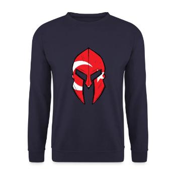 Drapeau turc dans le casque du guerrier spartiate - Sweat-shirt Unisexe - marine - Devant - Alina (178cm) & Michal (187cm)