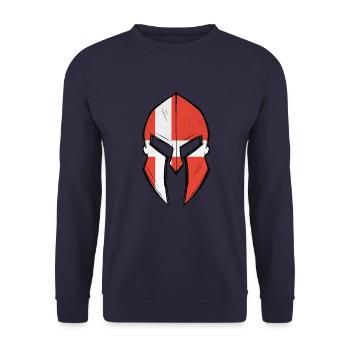 Danish flag in Spartan warrior Helmet - Unisex Sweatshirt - navy - Front - Alina (178cm) & Michal (187cm)