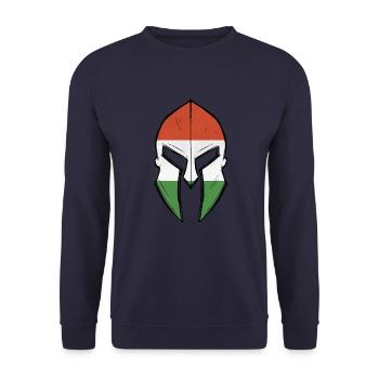 drapeau hongrois dans le casque du guerrier spartiate - Sweat-shirt Unisexe - marine - Devant - Alina (178cm) & Michal (187cm)