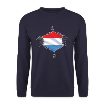 drapeau luxembourgeois fier luxembourgeois - Sweat-shirt Unisexe - marine - Devant - Alina (178cm) & Michal (187cm)