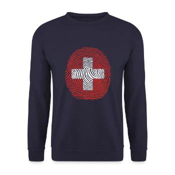 Empreinte digitale du drapeau suisse - Sweat-shirt Unisexe - marine - Devant - Alina (178cm) & Michal (187cm)