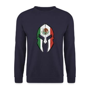 Chinese flag in Spartan warrior Helmet - Unisex Pullover - Navy - Vorne - Alina (178cm) & Michal (187cm)