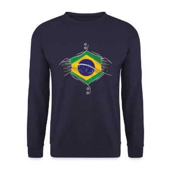 drapeau du Brésil fier - Sweat-shirt Unisexe - marine - Devant - Alina (178cm) & Michal (187cm)