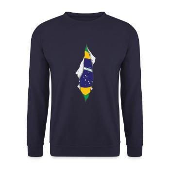 drapeau brésilien fier brésil - Sweat-shirt Unisexe - marine - Devant - Alina (178cm) & Michal (187cm)