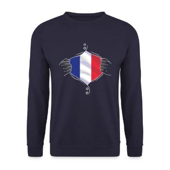 drapeau de la france fier - Sweat-shirt Unisexe - marine - Devant - Alina (178cm) & Michal (187cm)