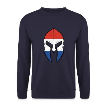 drapeau néerlandais dans le casque du guerrier spartiate - Sweat-shirt Unisexe - marine - Devant - Alina (178cm) & Michal (187cm)