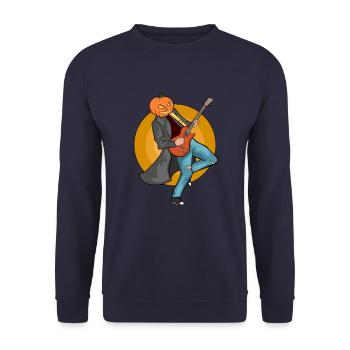 Pumpkin Head guitarist pumpkin guitar musician - Unisex Sweatshirt - navy - Front - Alina (178cm) & Michal (187cm)