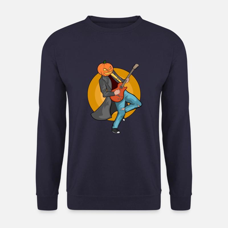 Pumpkin Head Gitarrist Kürbis Gitarre Musiker - Unisex Pullover - Navy