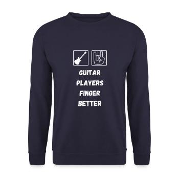 Men's guitarist Guitar Players Finger Better - Unisex Sweatshirt - navy - Front - Alina (178cm) & Michal (187cm)