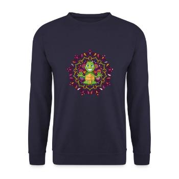 Meditating Turtle Mandala Yoga - Unisex Sweatshirt - navy - Front - Alina (178cm) & Michal (187cm)