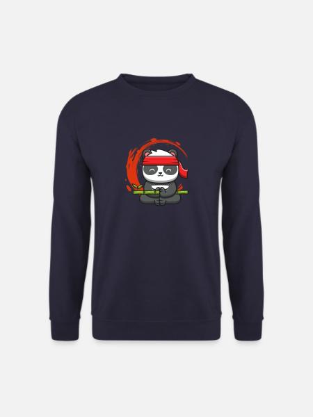 Meditating Panda Bear Bamboo Yoga - Unisex Sweatshirt - navy