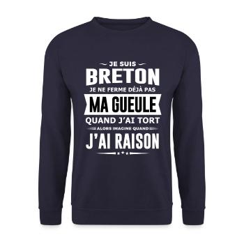 Breton je ne ferme pas ma gueule humour Bretagne - Sweat-shirt Unisexe - marine - Devant - Alina (178cm) & Michal (187cm)