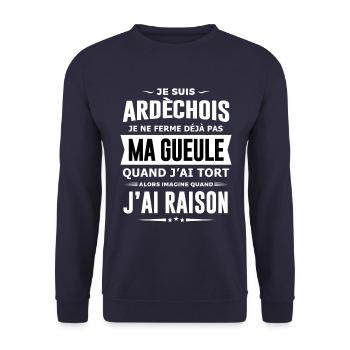 Ardèchois je ne ferme pas ma gueule humour Ardèche - Sweat-shirt Unisexe - marine - Devant - Alina (178cm) & Michal (187cm)