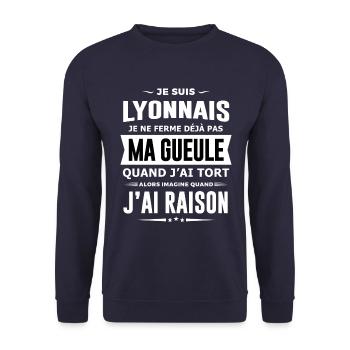 Humour Lyonnais je ne ferme pas ma gueule - Sweat-shirt Unisexe - marine - Devant - Alina (178cm) & Michal (187cm)