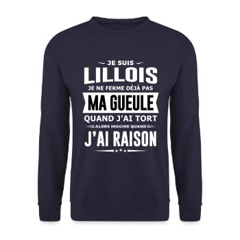 Lillois je ferme pas ma gueule cadeau Lille humour - Sweat-shirt Unisexe - marine - Devant - Alina (178cm) & Michal (187cm)