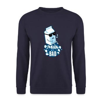 Milk is Bad Milk Gone Bad Funny Shirt - Unisex Sweatshirt - navy - Front - Alina (178cm) & Michal (187cm)