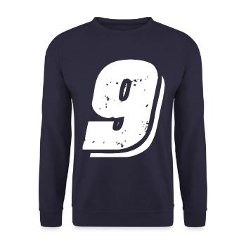 9 Zahl Symbol - Unisex Pullover - Navy - Vorne - Alina (178cm) & Michal (187cm)