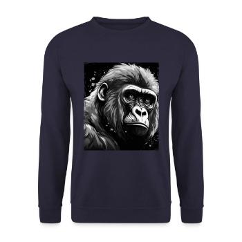 Gorilla Porträt - Unisex Pullover - Navy - Vorne - Alina (178cm) & Michal (187cm)